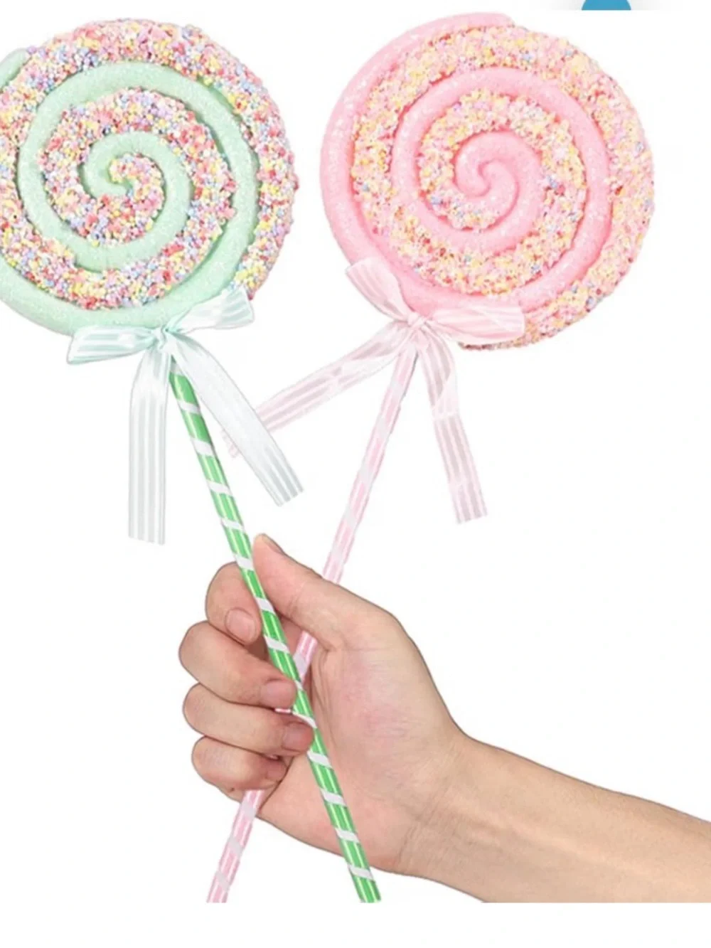 Pastel Candy Swirl Lollipop Ornaments - Pink & Mint